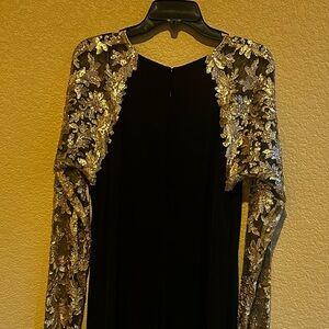Tadashi Shoji Black Dress with Gold Accents